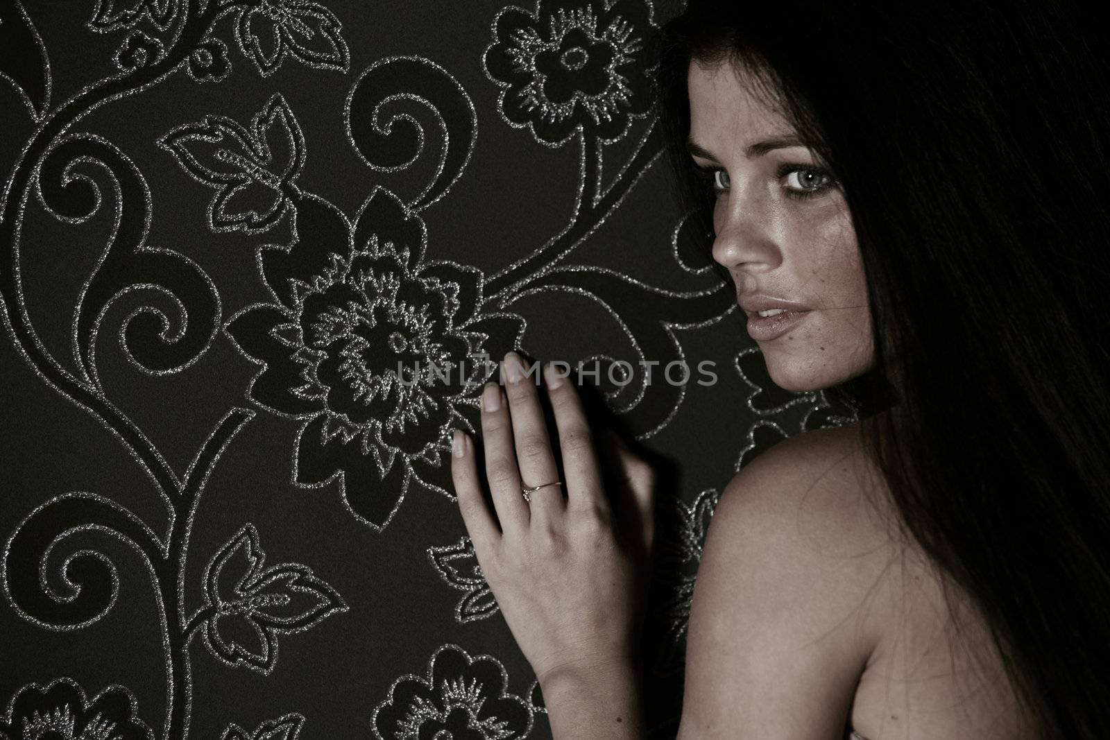 woman portrait on vintage background