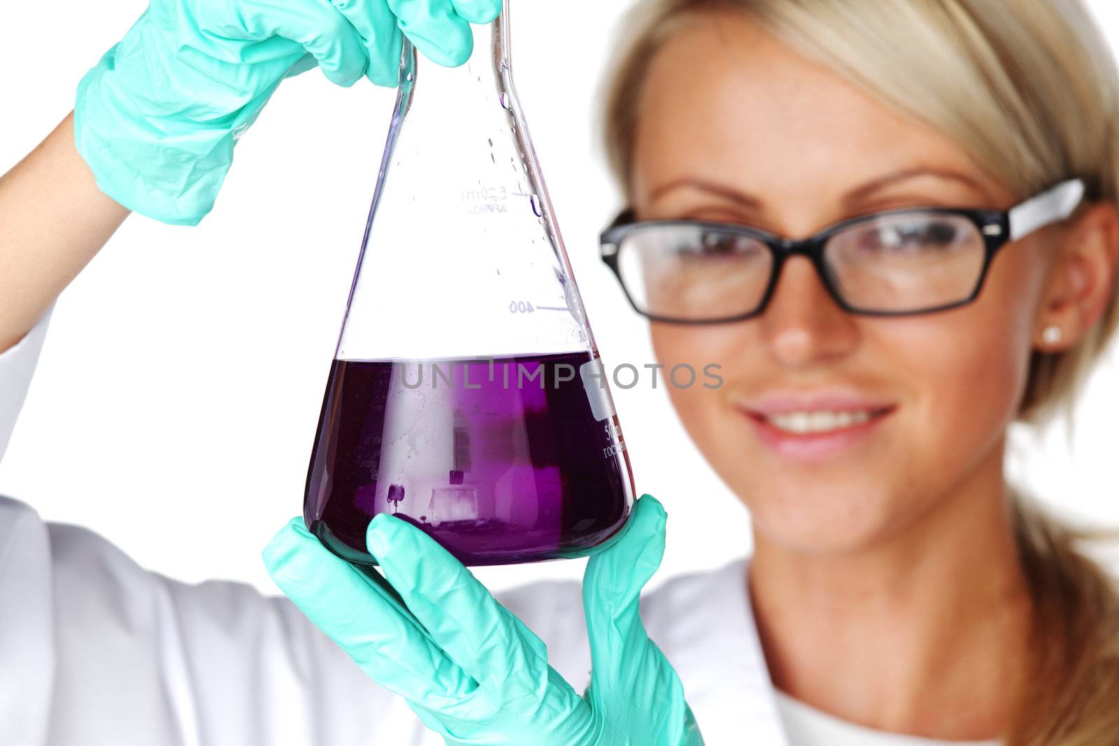 Woman  conducting a chemical experiment