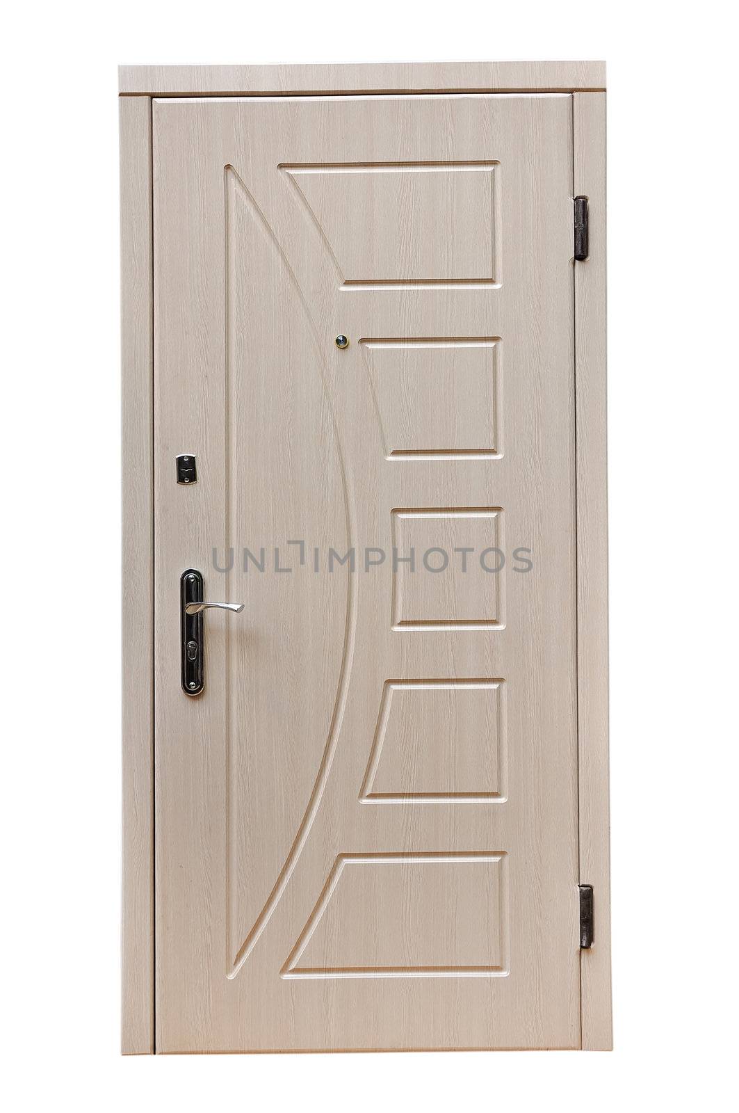 wooden  door on a white background