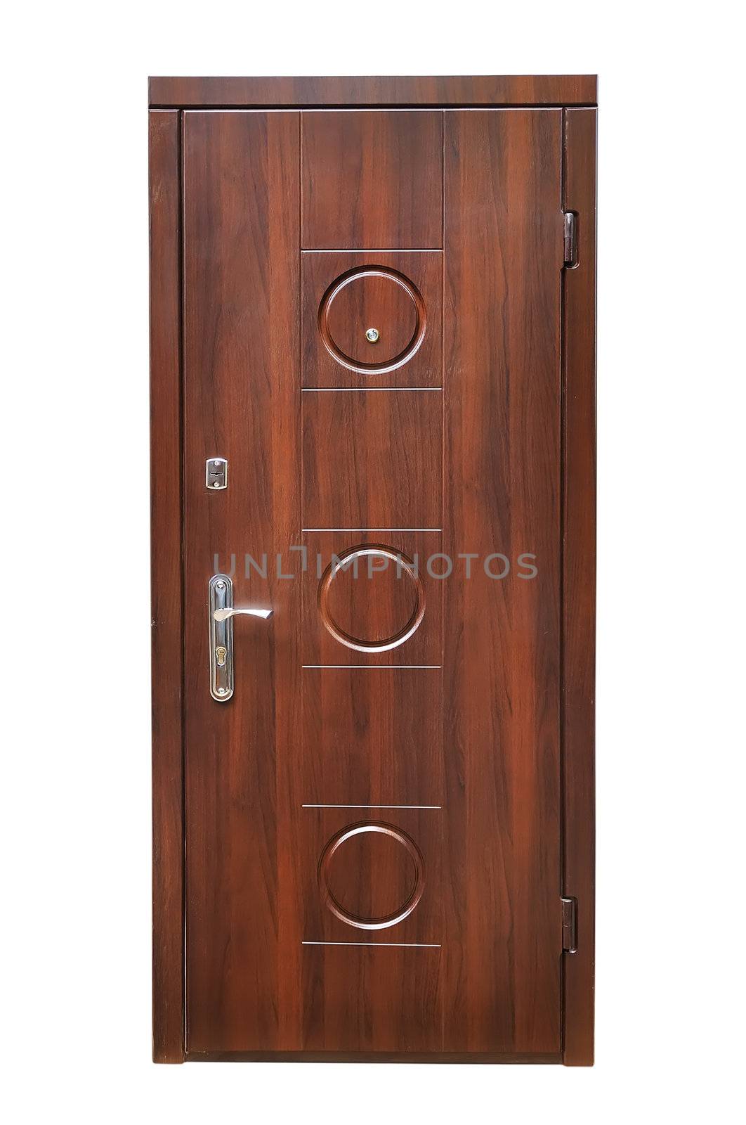 wooden  door on a white background