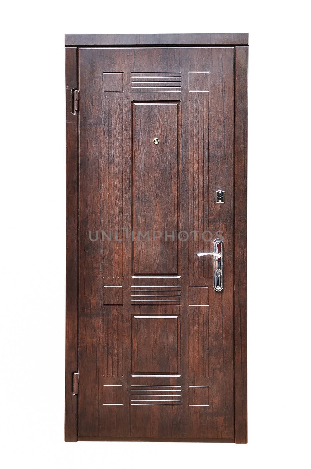 wooden  door on a white background