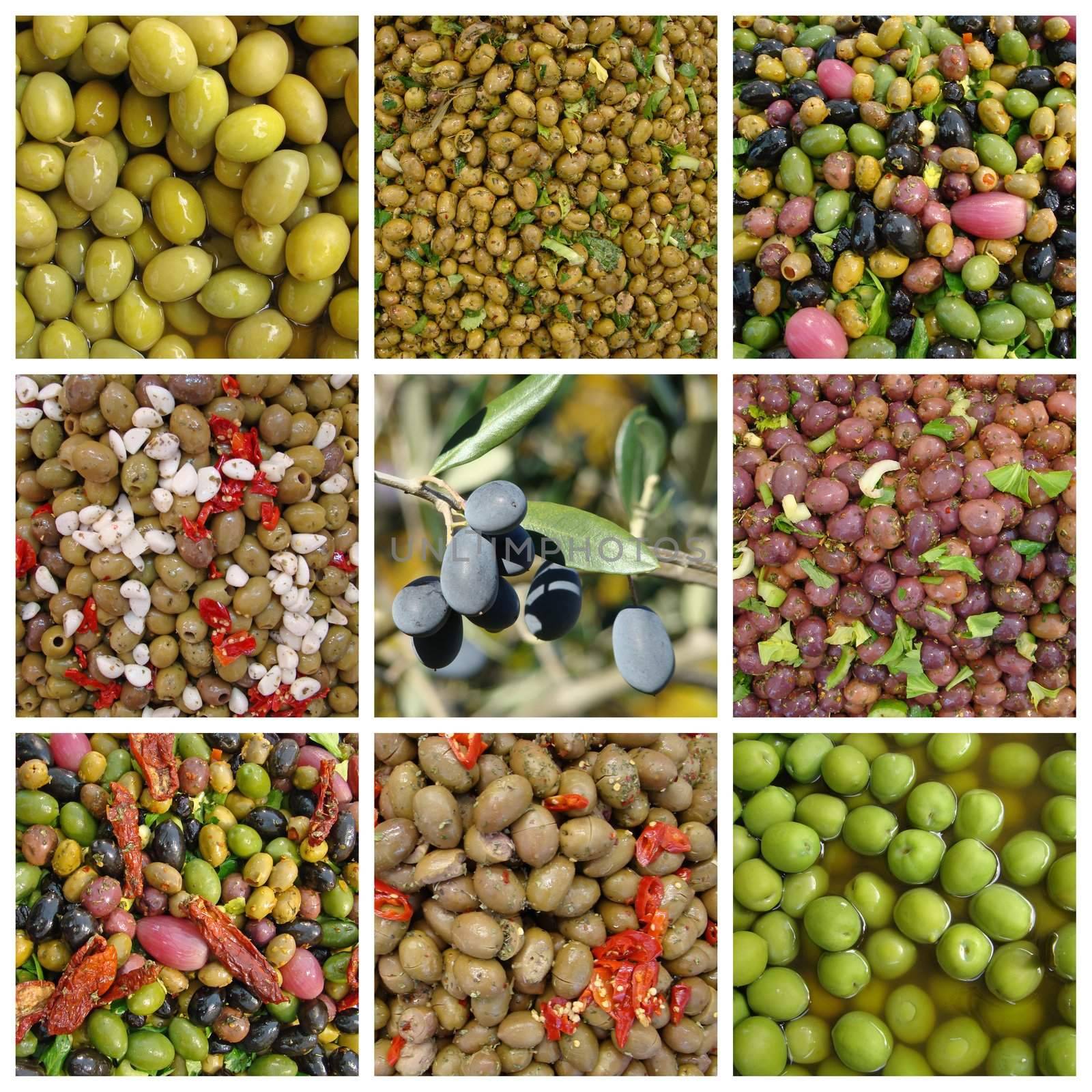 collage with olives