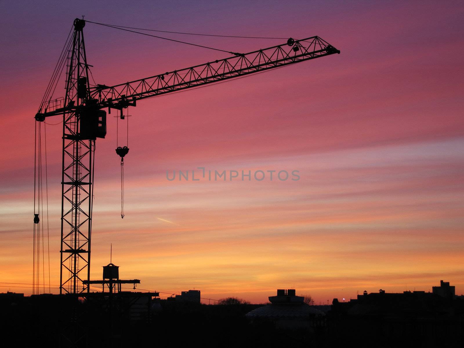 Tower crane with steel hook building metal construction