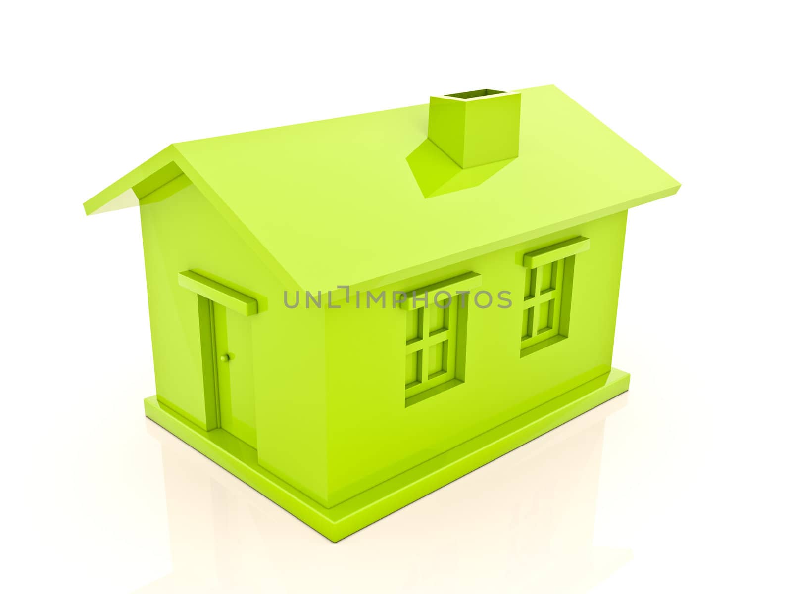 Green house isolated on white background, 3d image