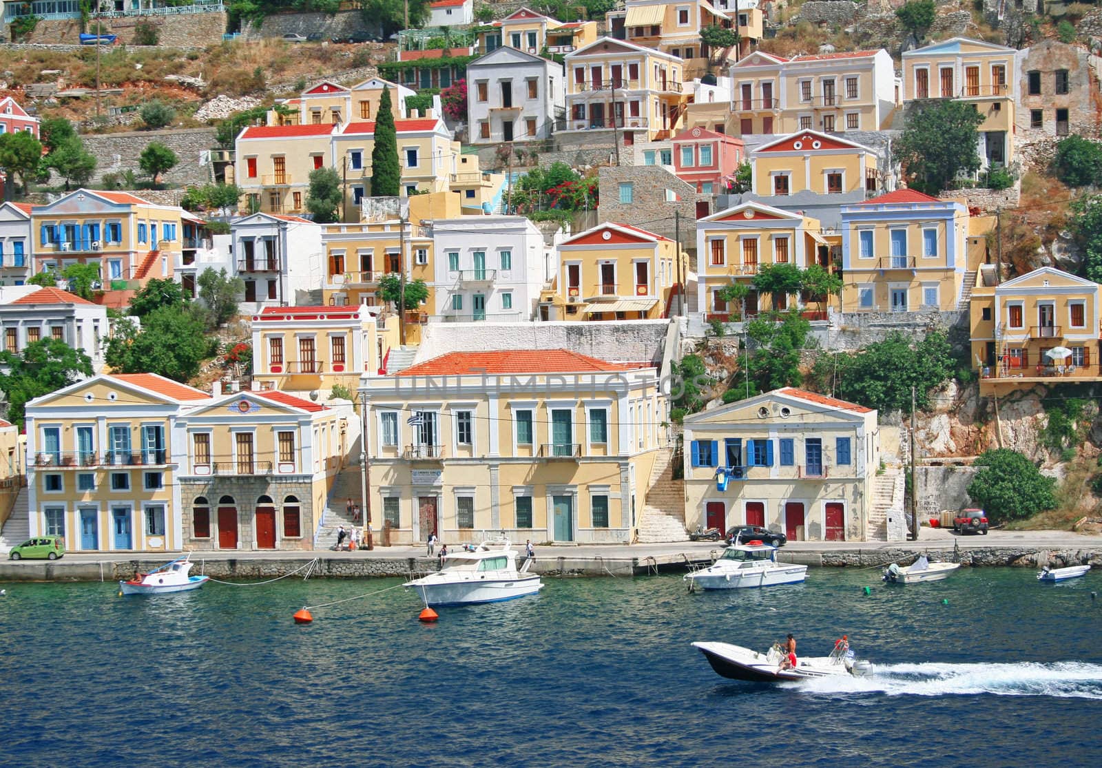 Greece. Dodecanesse. Island Symi (Simi). Colorful houses 