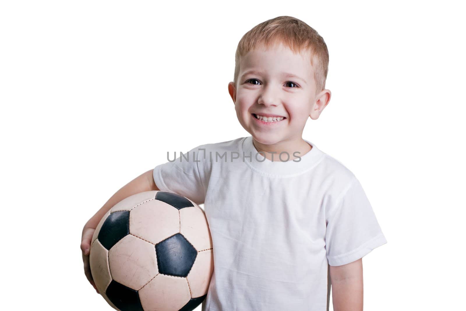 Black white football or soccer sport ball in hand