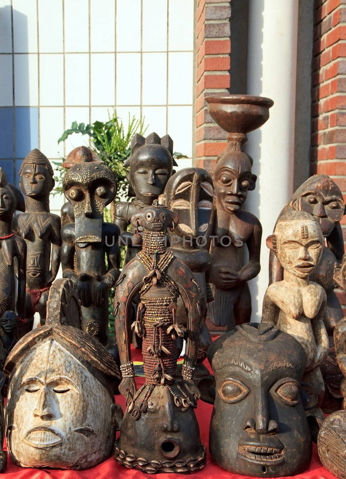 some African masks at a sales exhibition