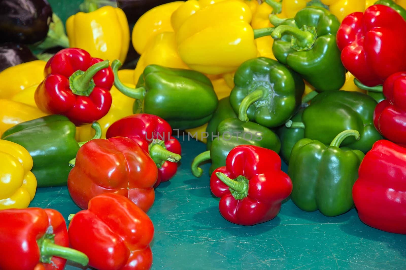 red peppers, yellow and green, an assortment