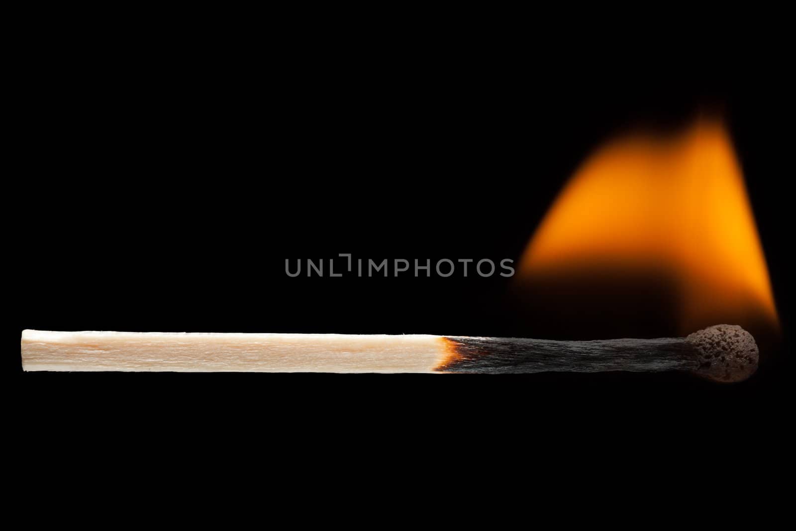 Fire flame heat burning wood match black isolated