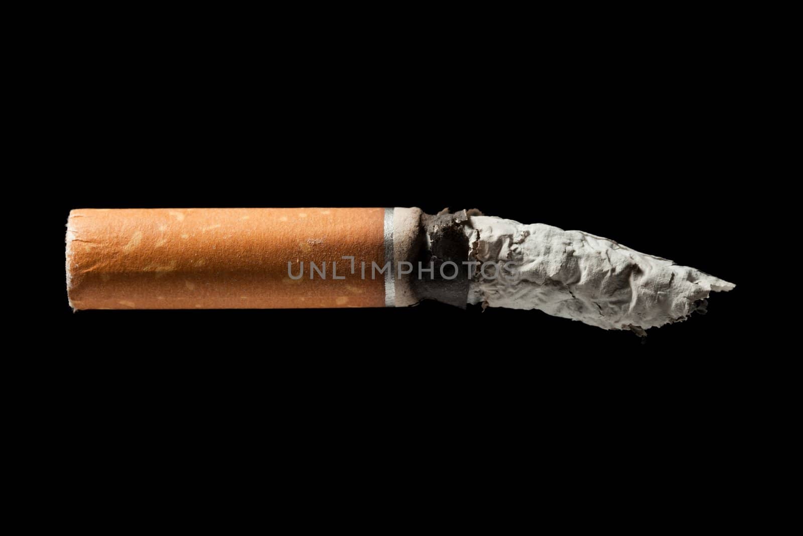 Addiction issue - smoking cigarette black isolated