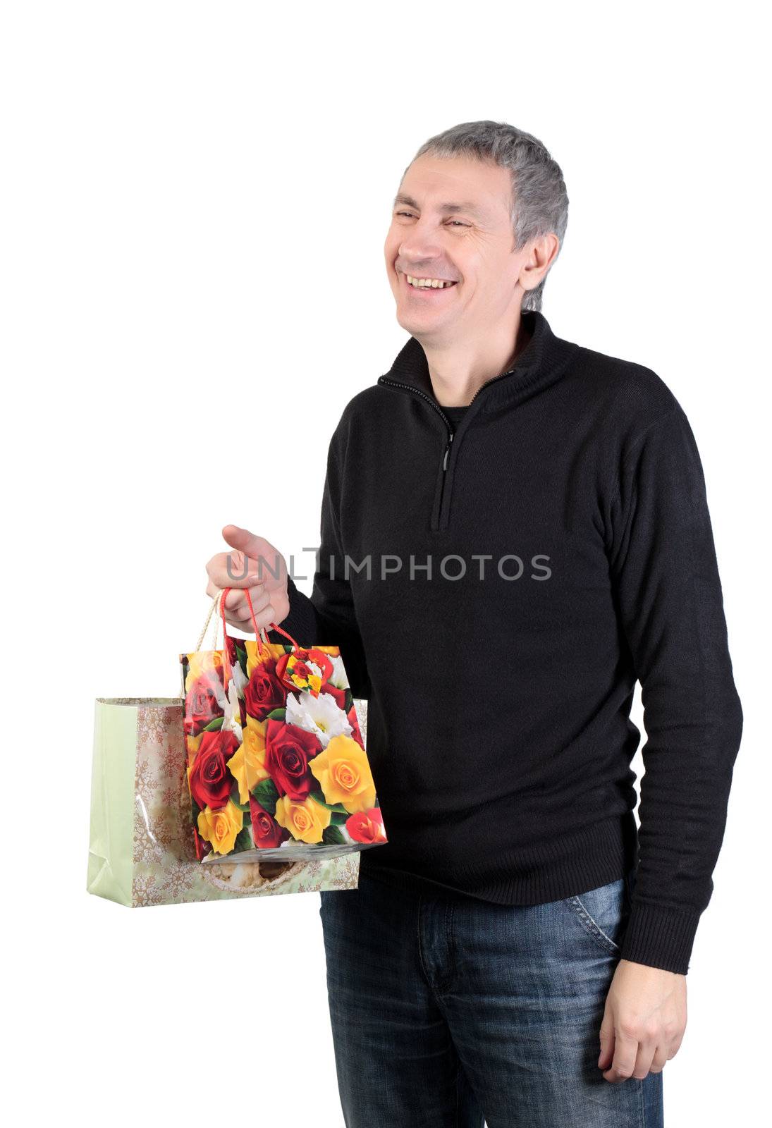 Man with gift bags by Discovod