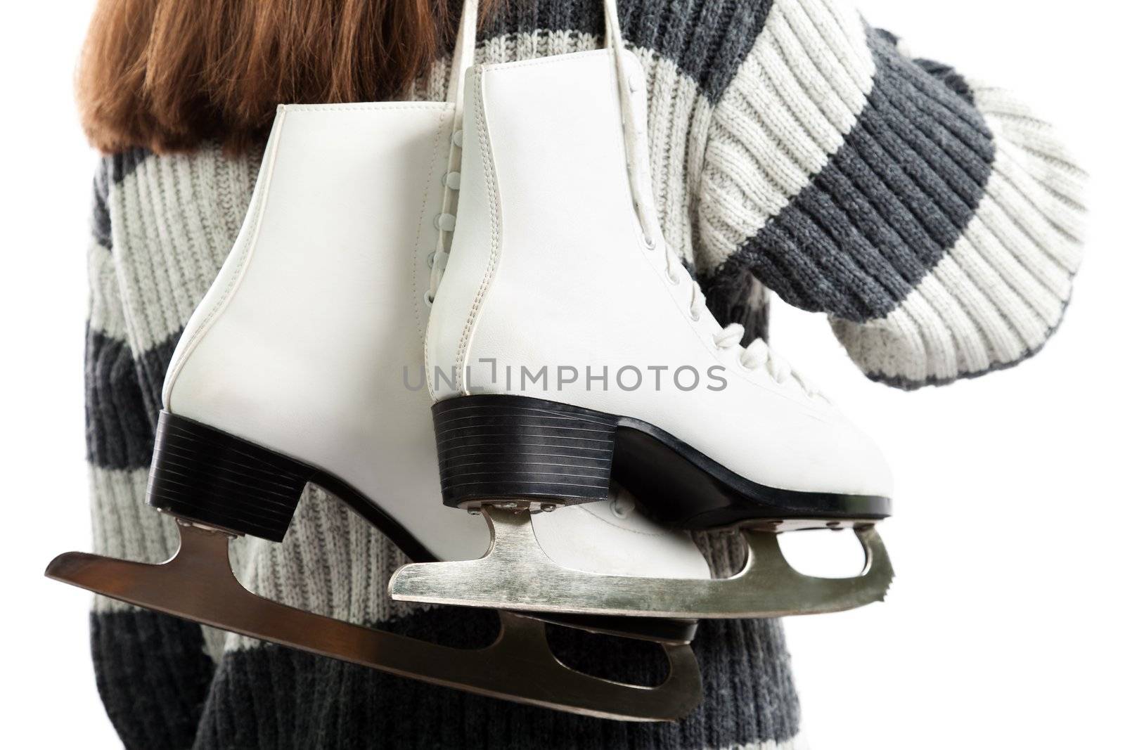 Women holding winter activity rink ice sport skate