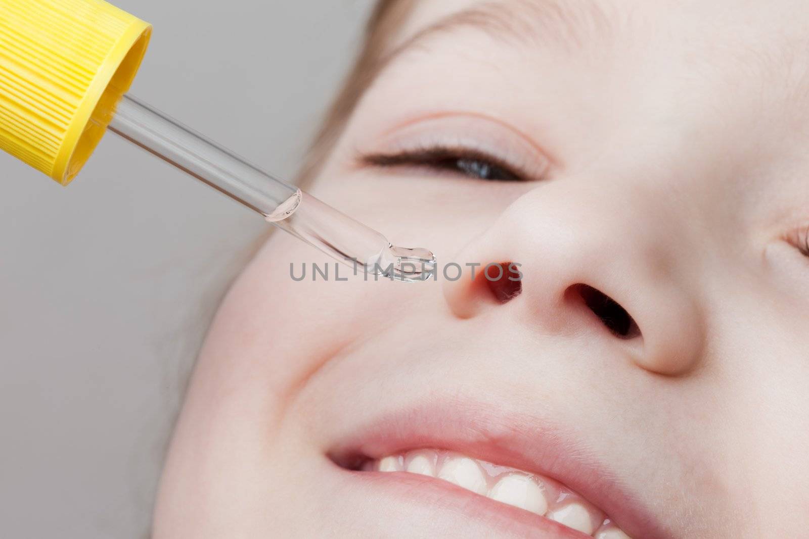 Medicine healthcare nasal dropper applying child