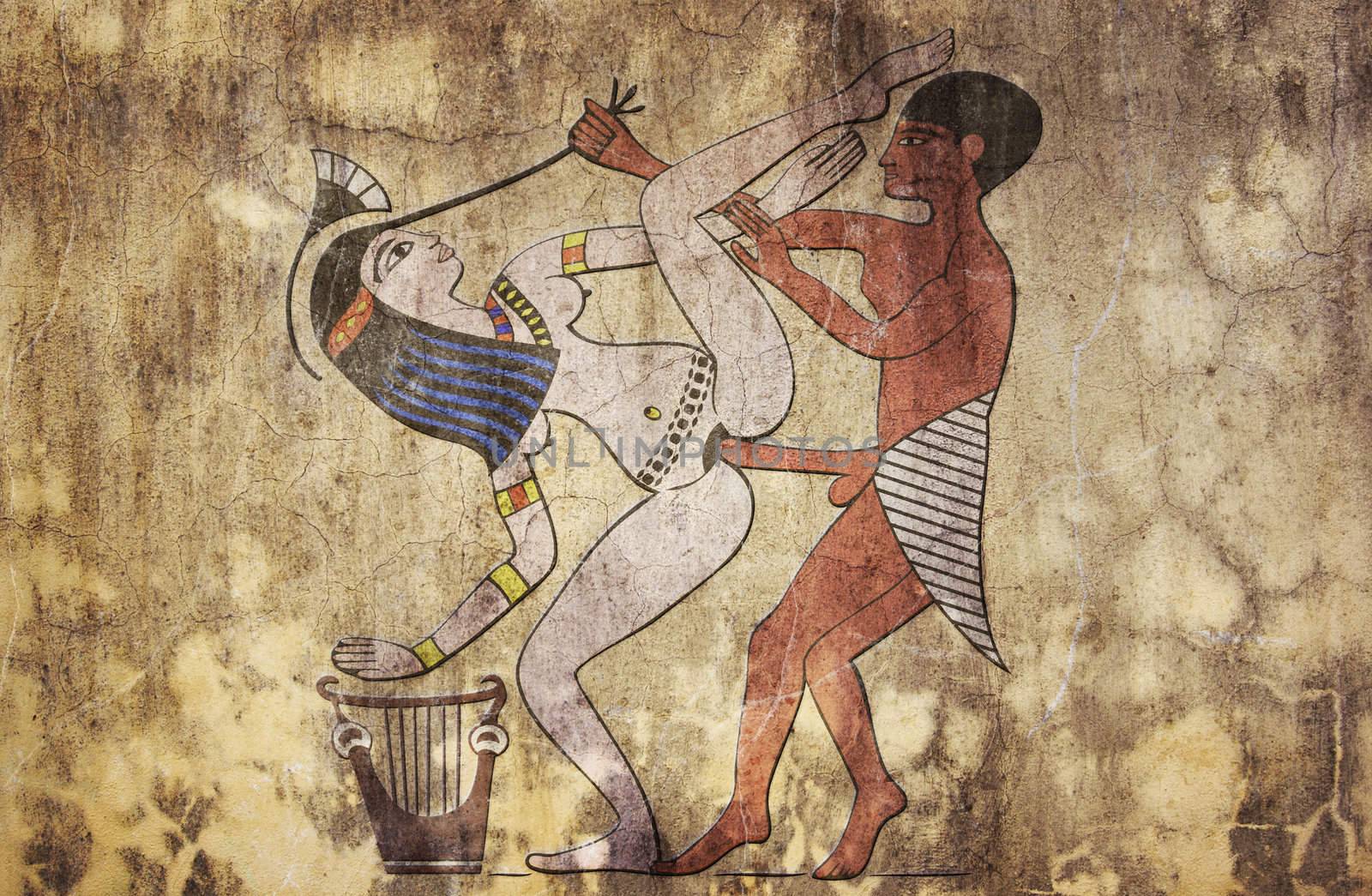 Erotic drawing from ancient Egypt looks like fresco