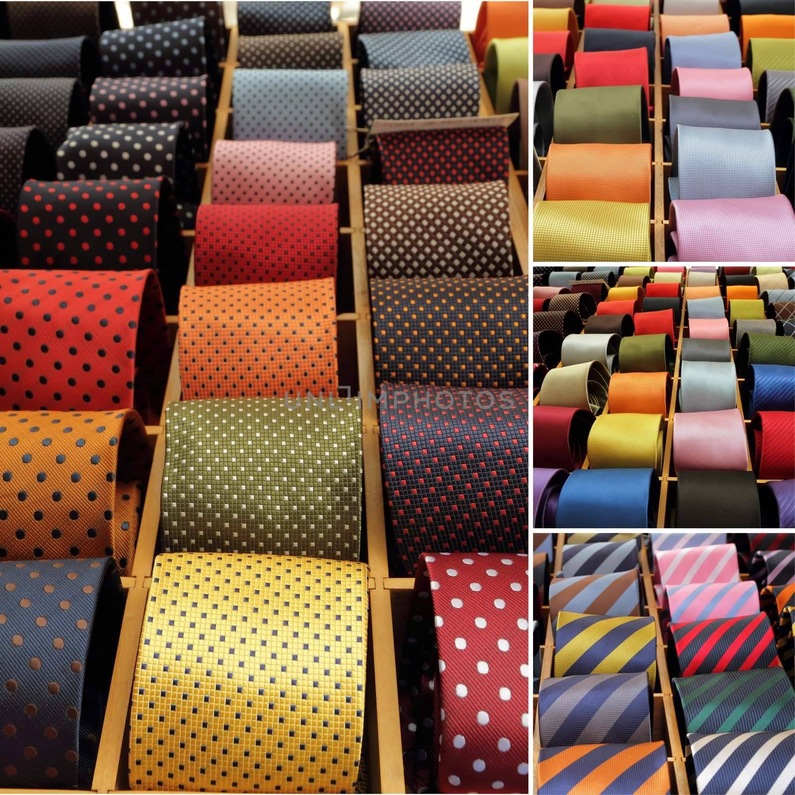 colorful silk neck ties collection, collage by mkistryn