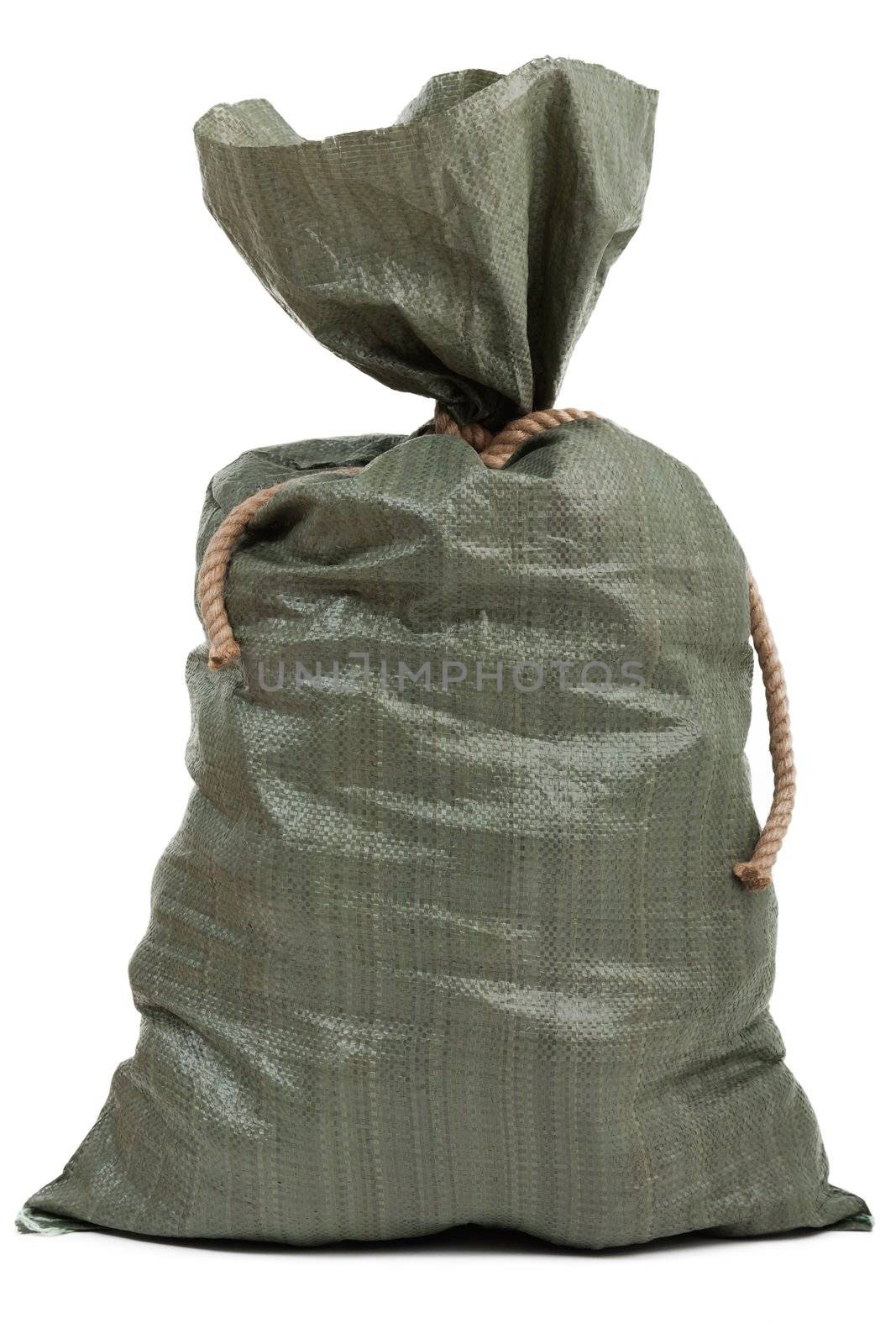 Rope knot tied full burlap gift garbage sack bag