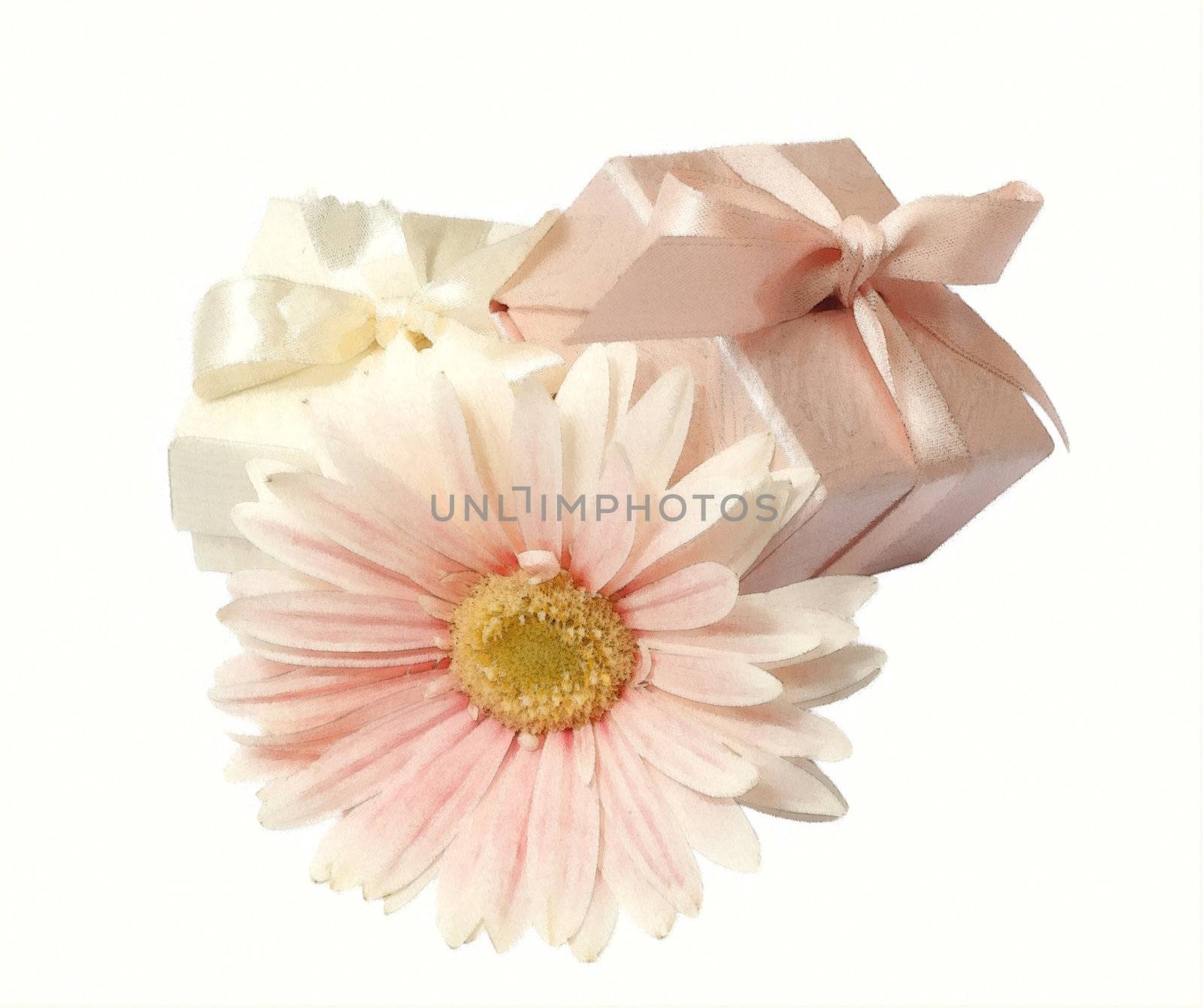picture of wedding favors and flowers 