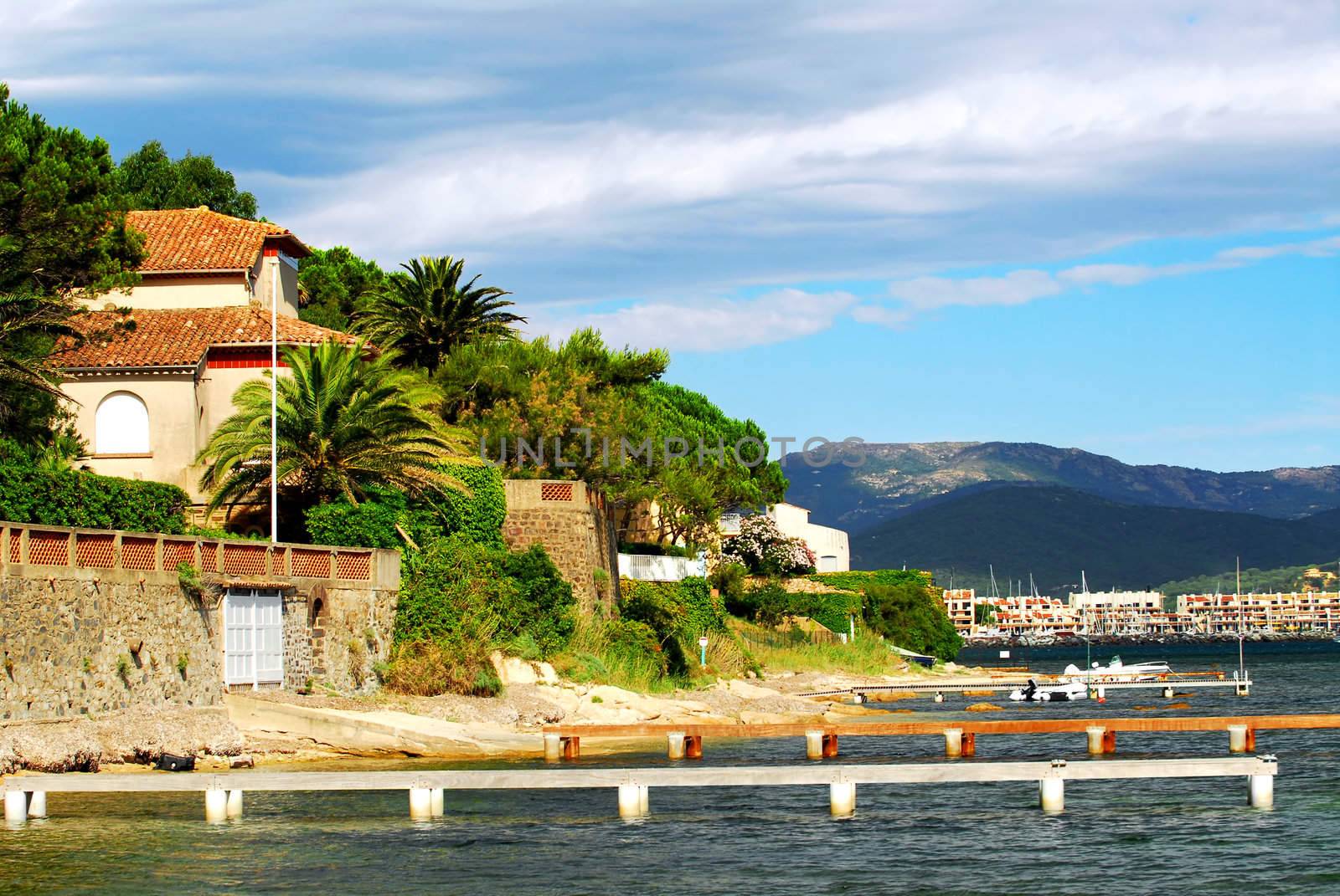 View of Mediterranean coast of French Riviera