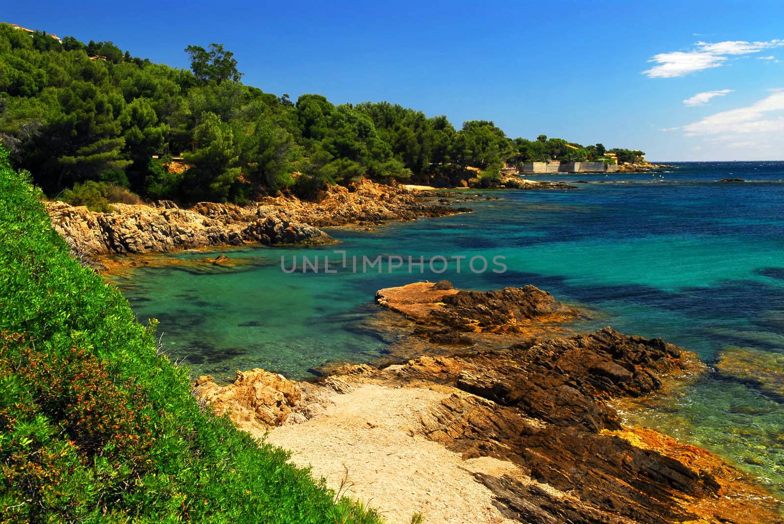 Scenic view of Mediterranean coast of French Riviera