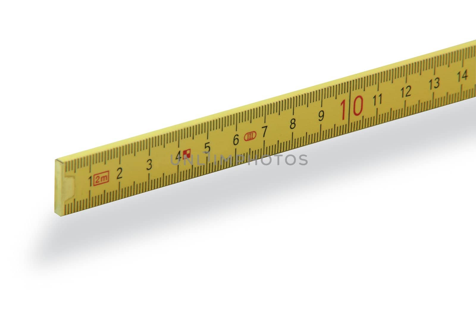 hardware tools mesures and meters fourteen centimeters prespective in white background and shadow