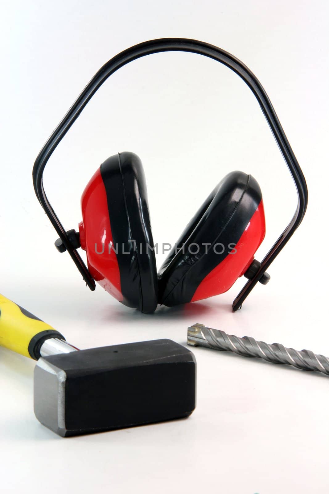 constuction worker equipment hardware tools isolated in white background