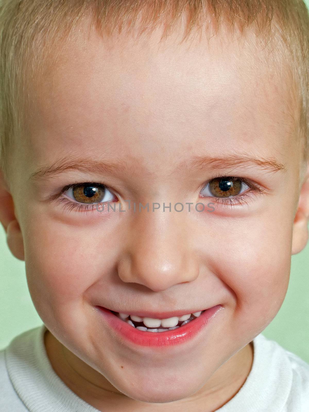 Little child smiling for happiness and fun