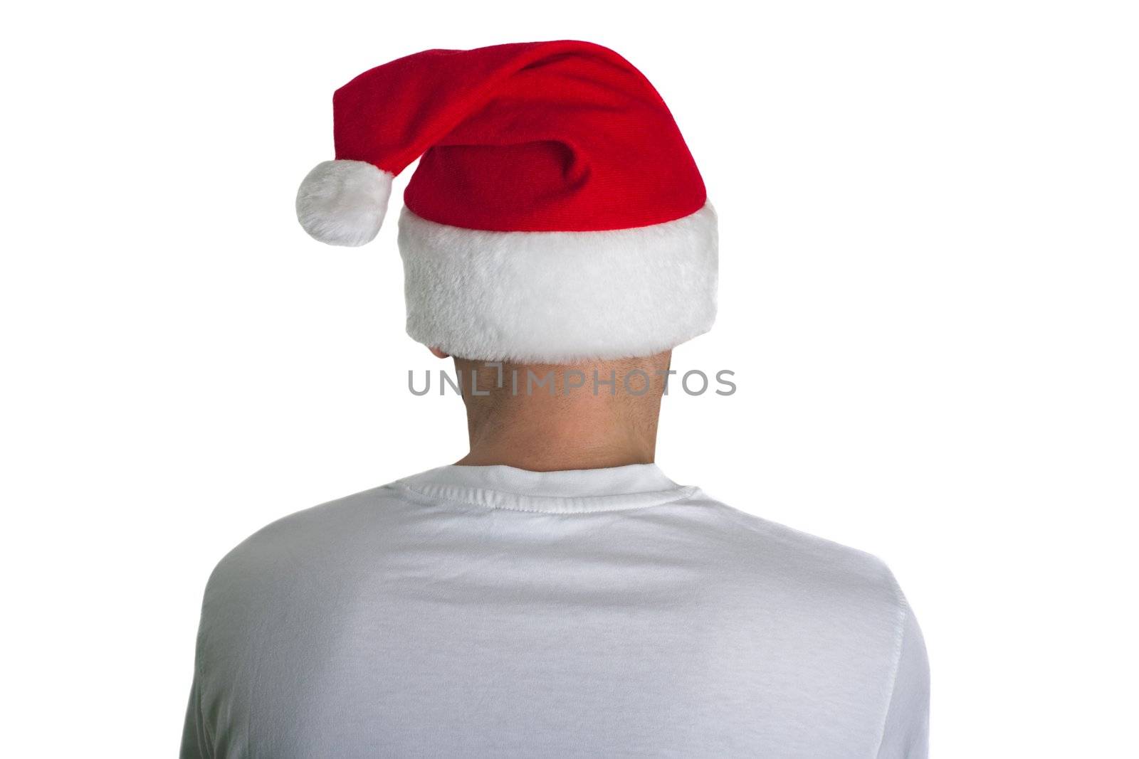 Christmas holiday santa claus red hat rear view