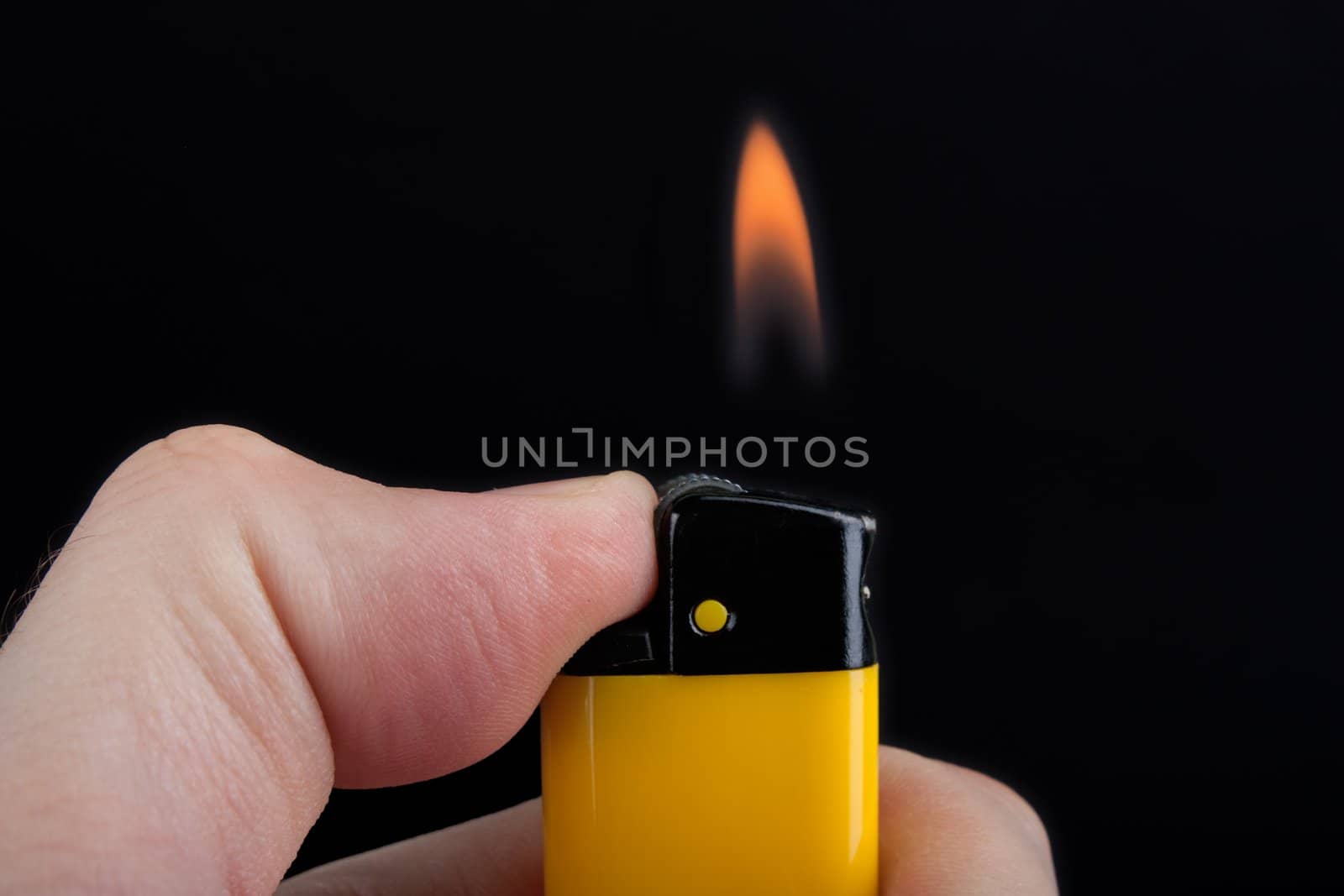 Smoking cigarette gas lighter burning fire flame