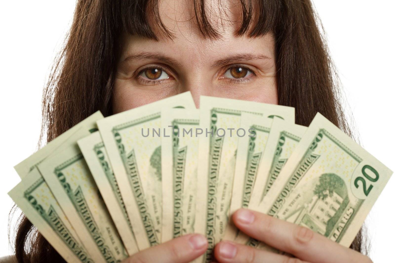 Finance businesswomen hand holding dollar currency