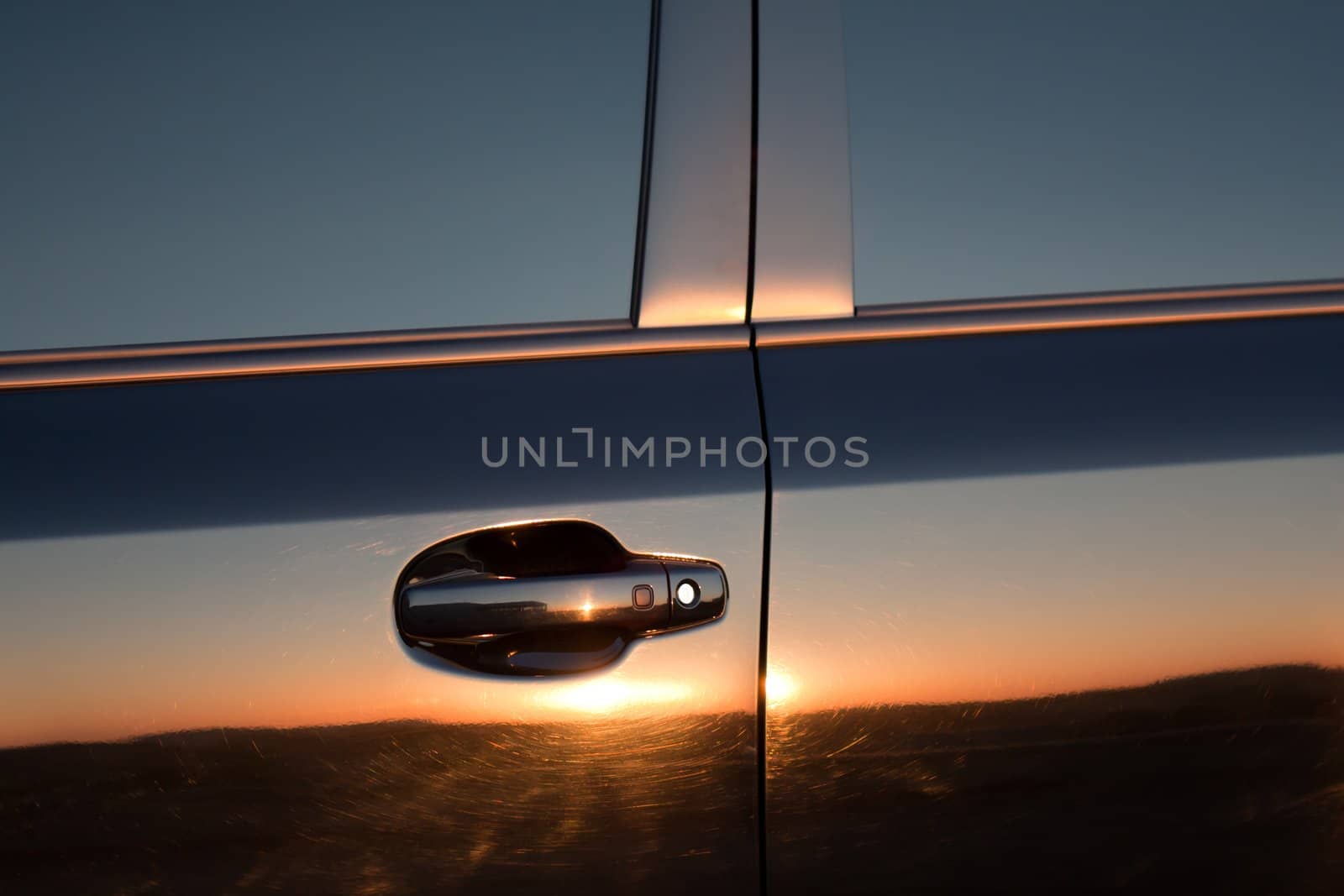 Sunset sky light travel car reflection side view