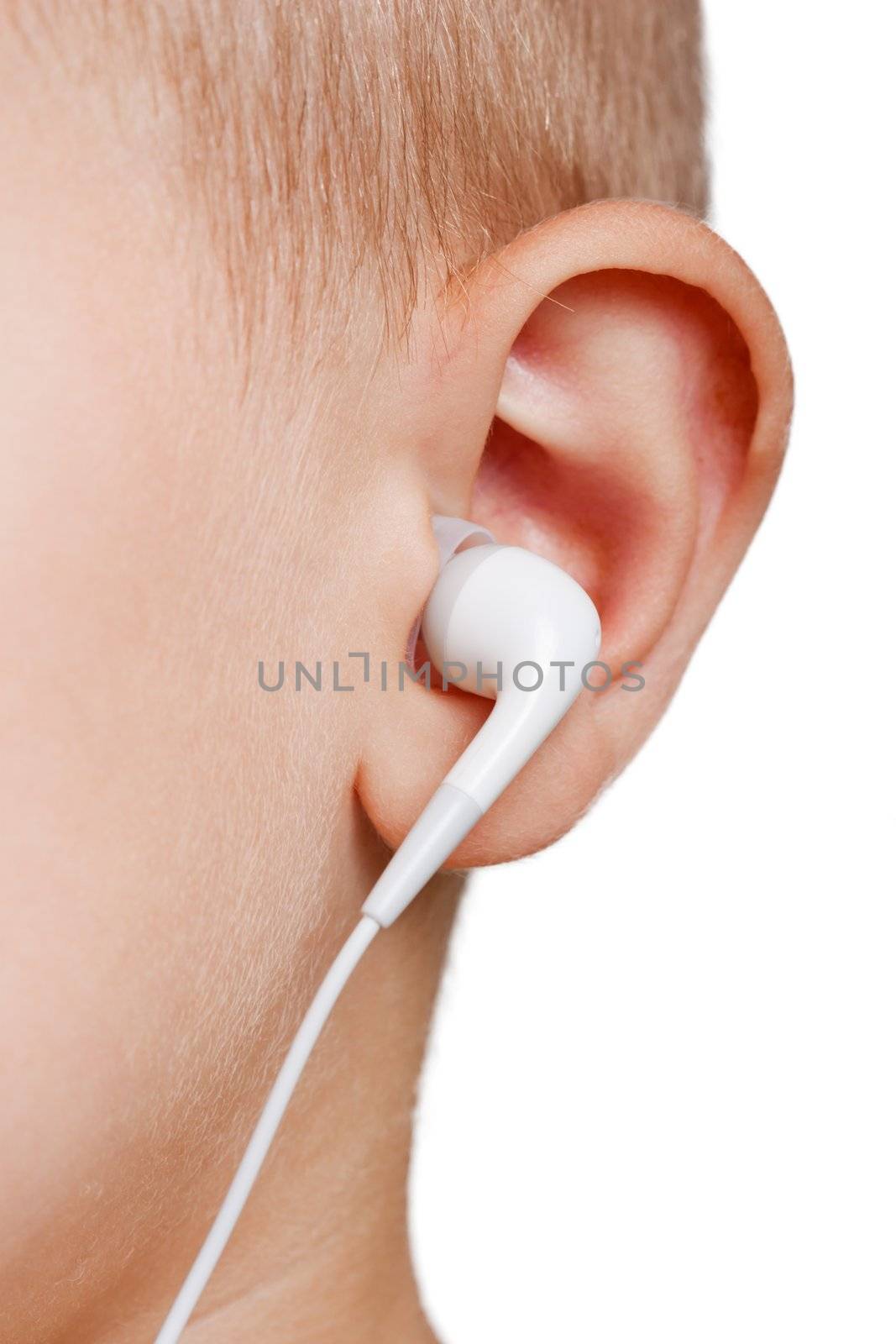 Human ear headphone listening music player sound