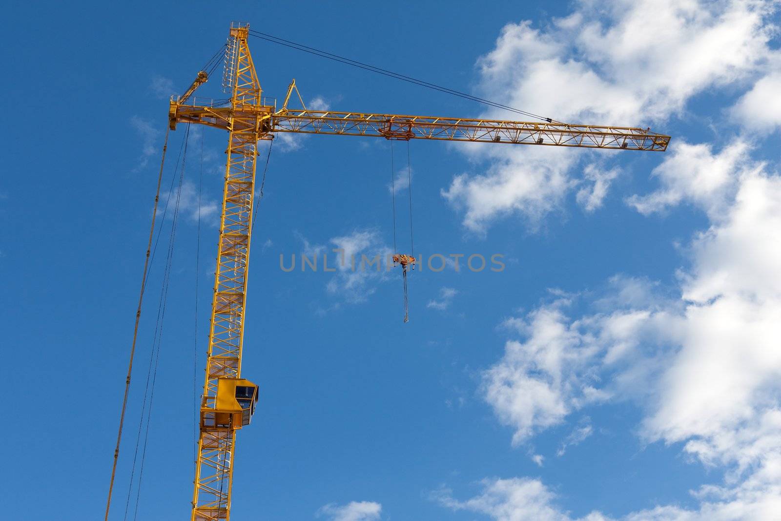 Tower crane with steel hook building metal construction