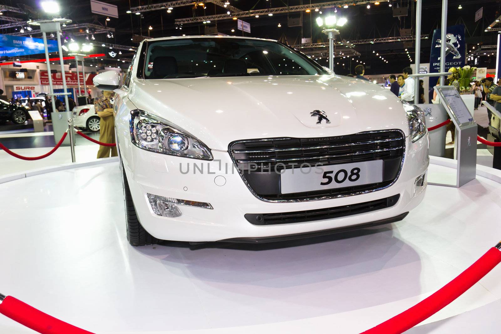 NONTABURI,THAILAND-DECEMBER,3: a Peugot 508 on display at the Thailand International Motor Expo Show,DECEMBER 3,2011 in Nontaburi, Thailand