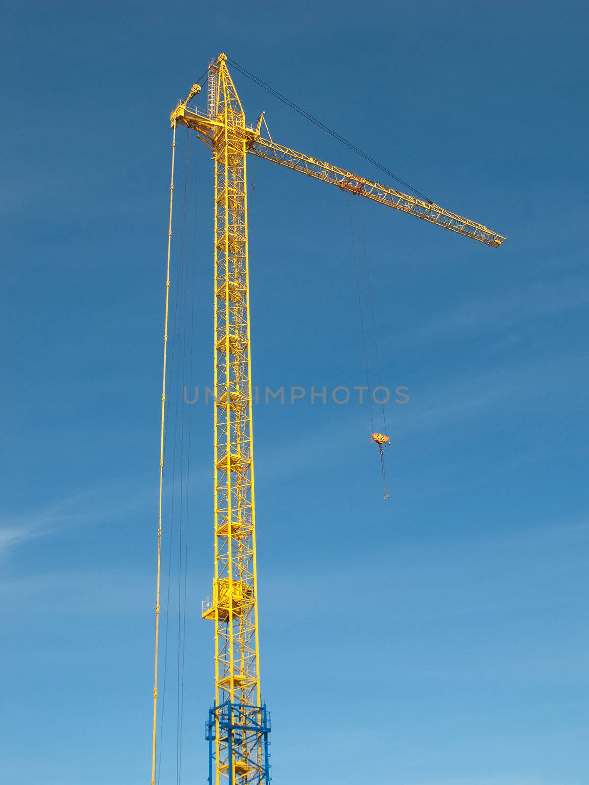 Tower crane with steel hook building metal construction