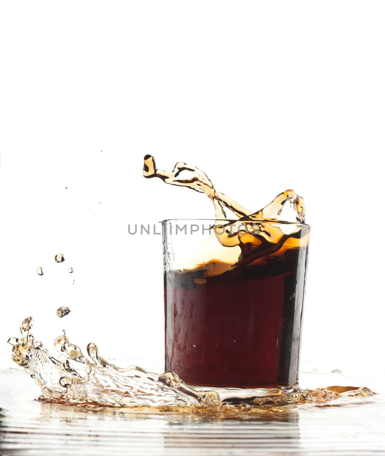 cold cola double splash over white