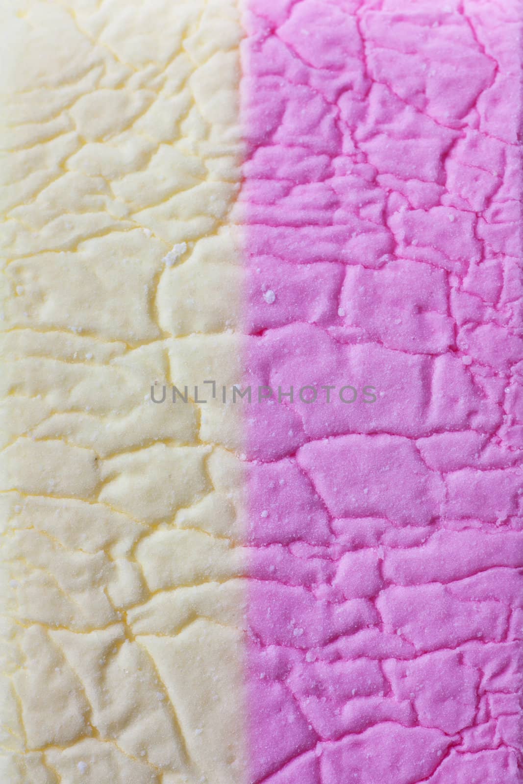 Closeup view of a marhmallow. Colorful background