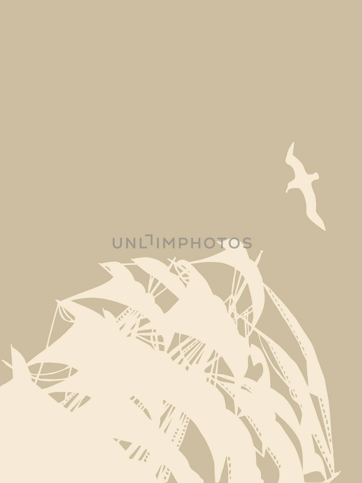 sailfish silhouette on brown background