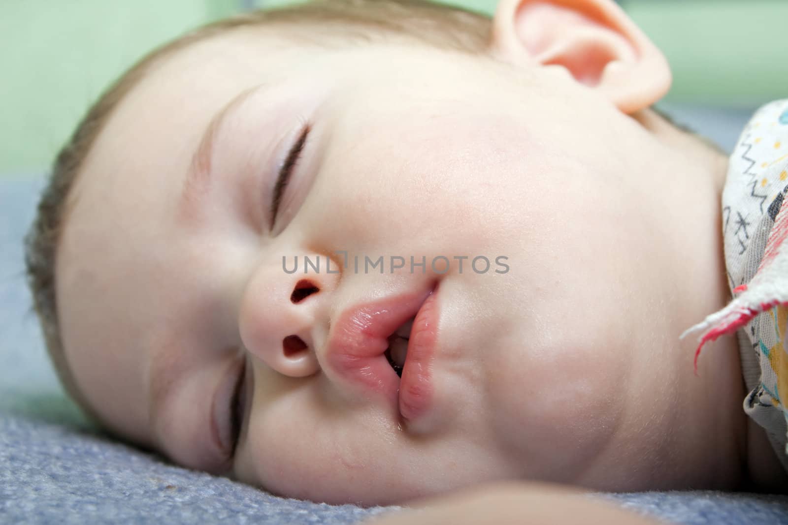 Little child sleeping in happiness and family love