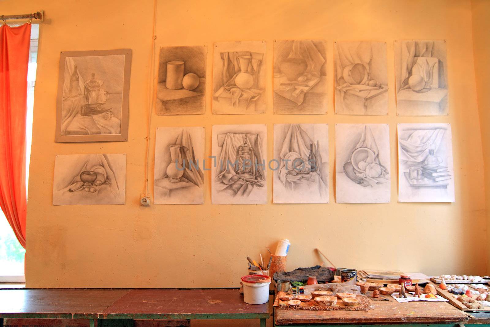 artist studio in old building