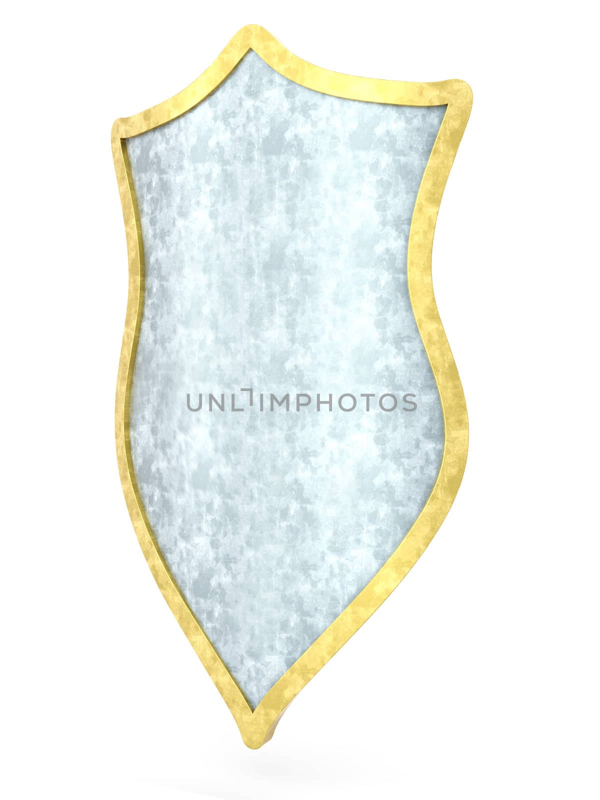 3D rendered Illustration. A fantasy metal shield.