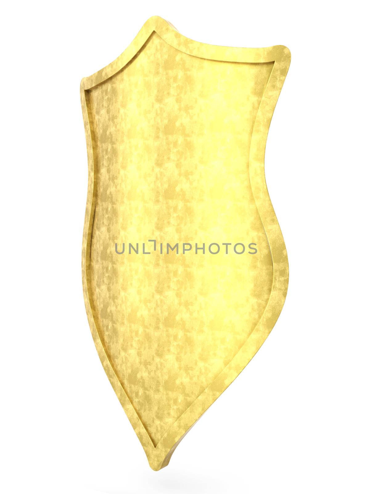 3D rendered Illustration. A fantasy metal shield.