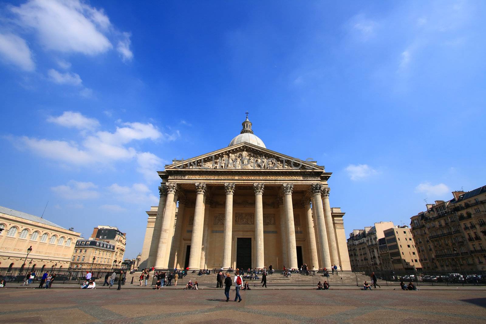 Pantheon with perfect sky in summer time at Paris France