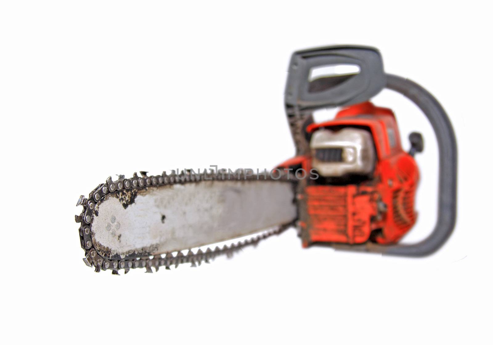 aging saw on white background