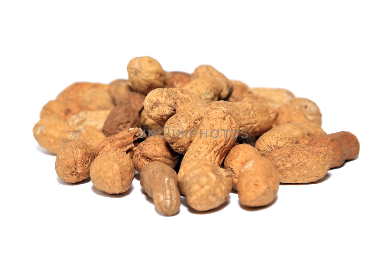 peanuts on white background