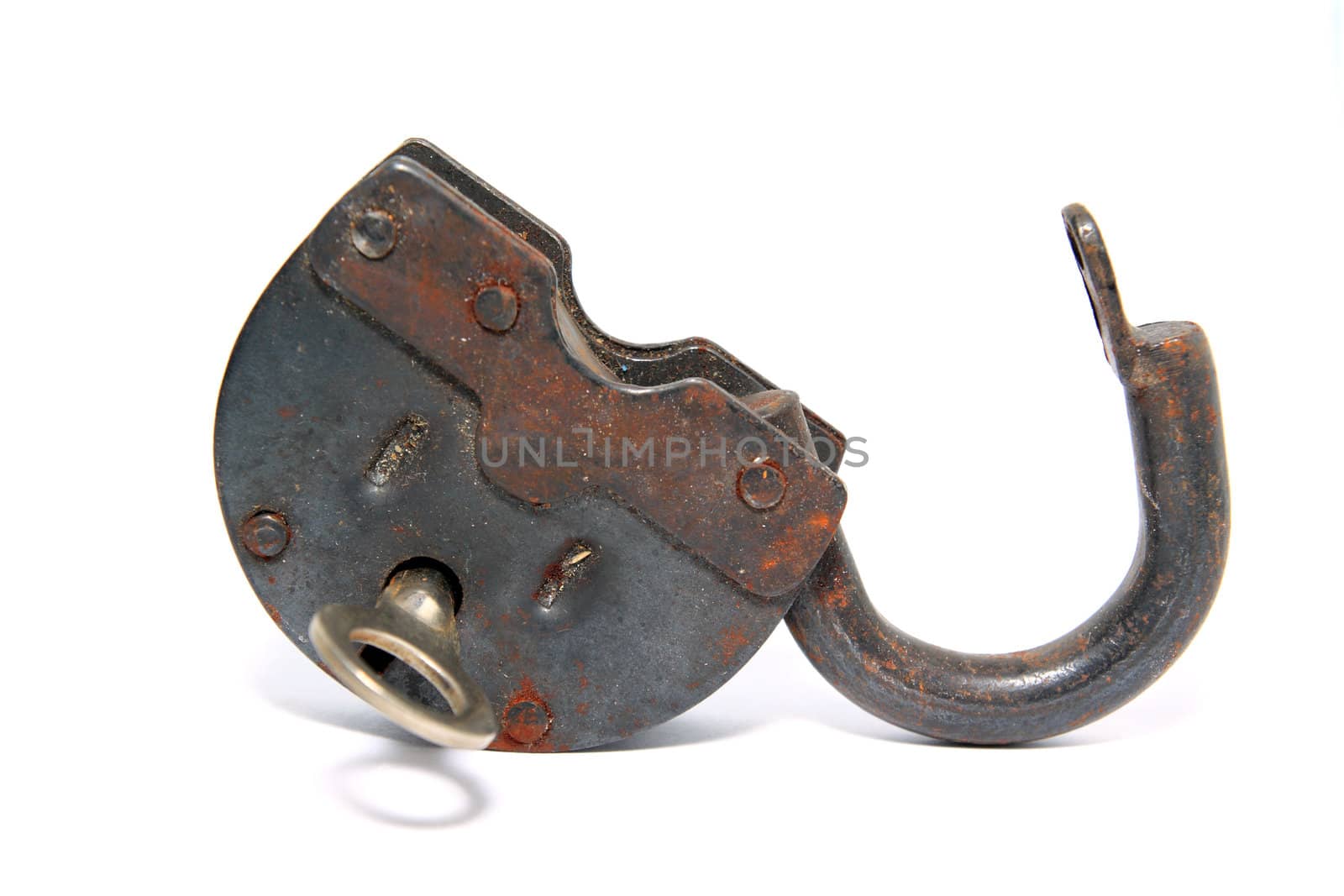 old lock on white background