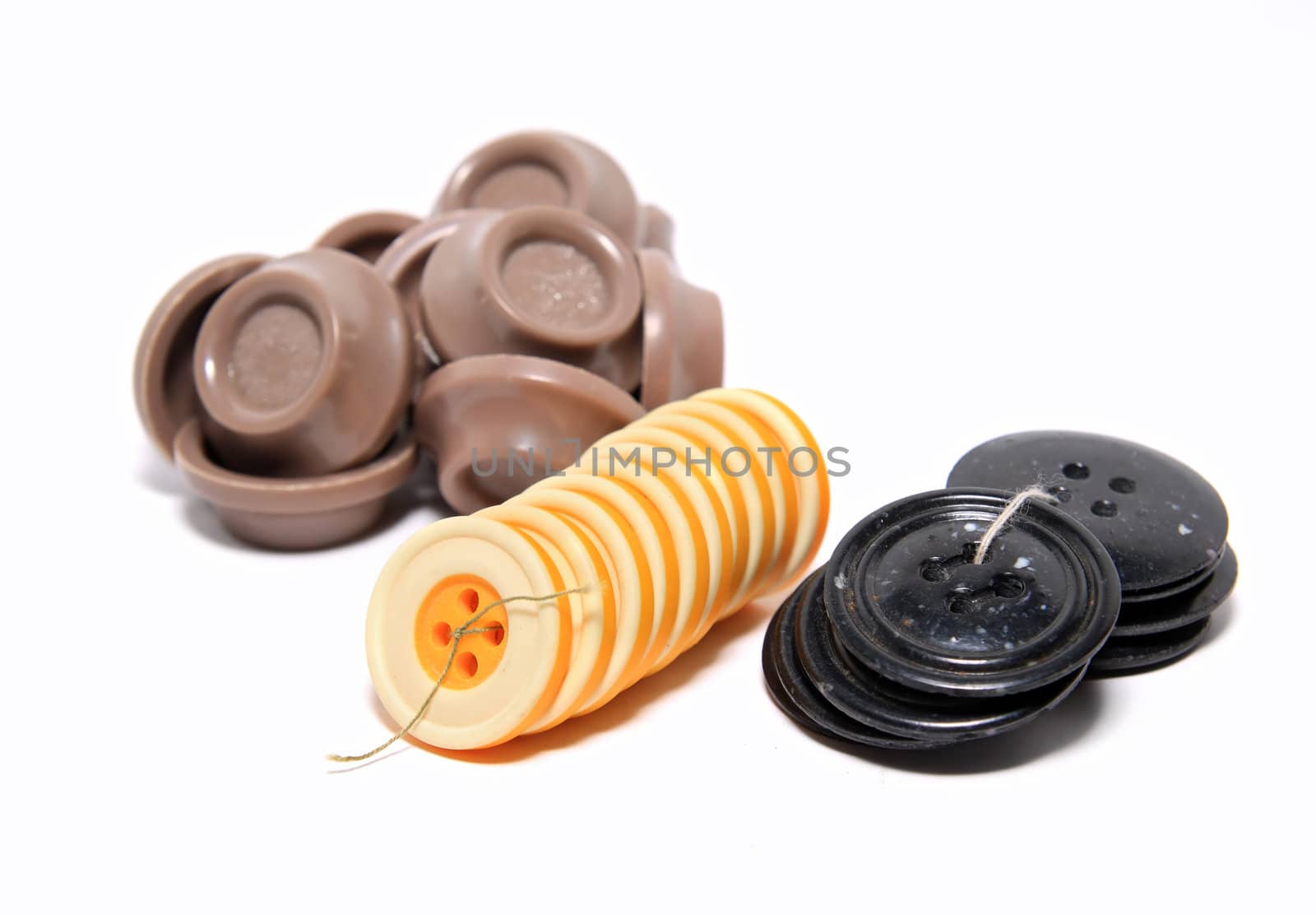old buttons set on white background