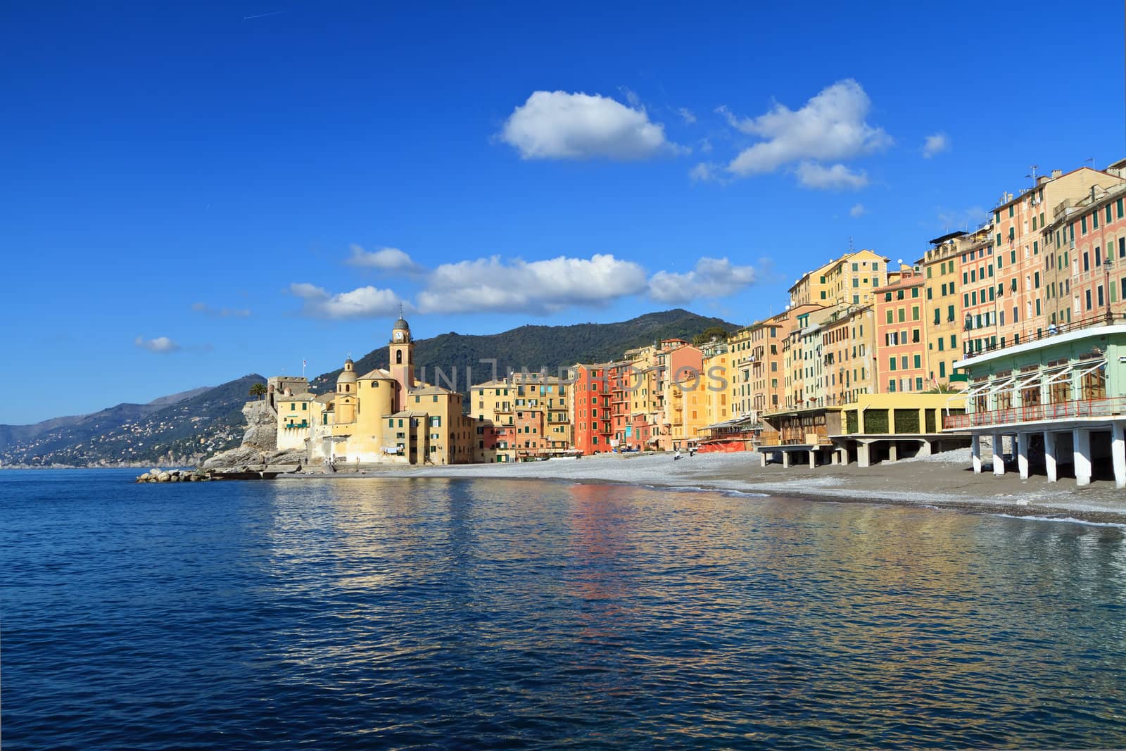 seafront of Camogli, famous small town in Liguria, Italy