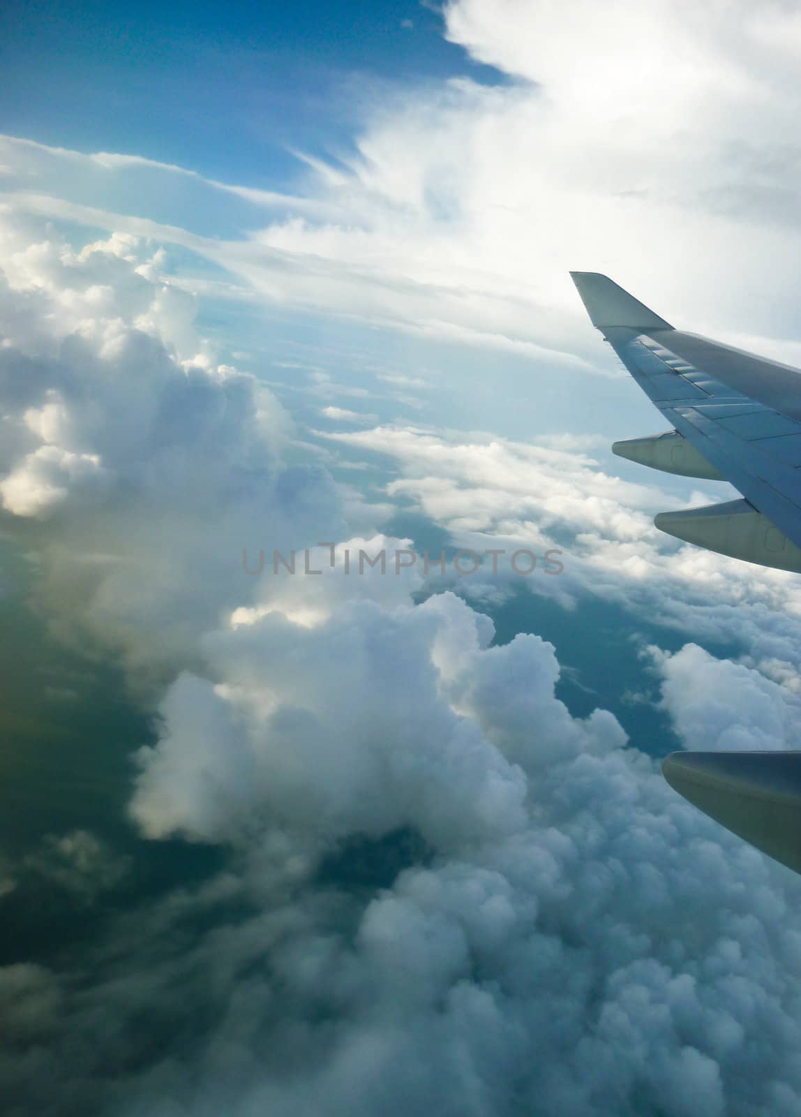 Clouds over Sumatra Island view on board flight over Hindi Ocean