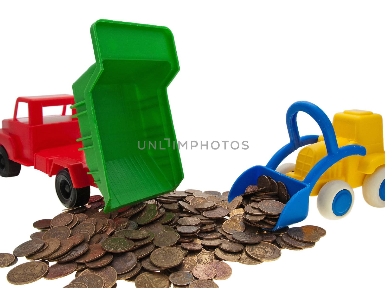 Currency coin bulldozer - finance wealth growth