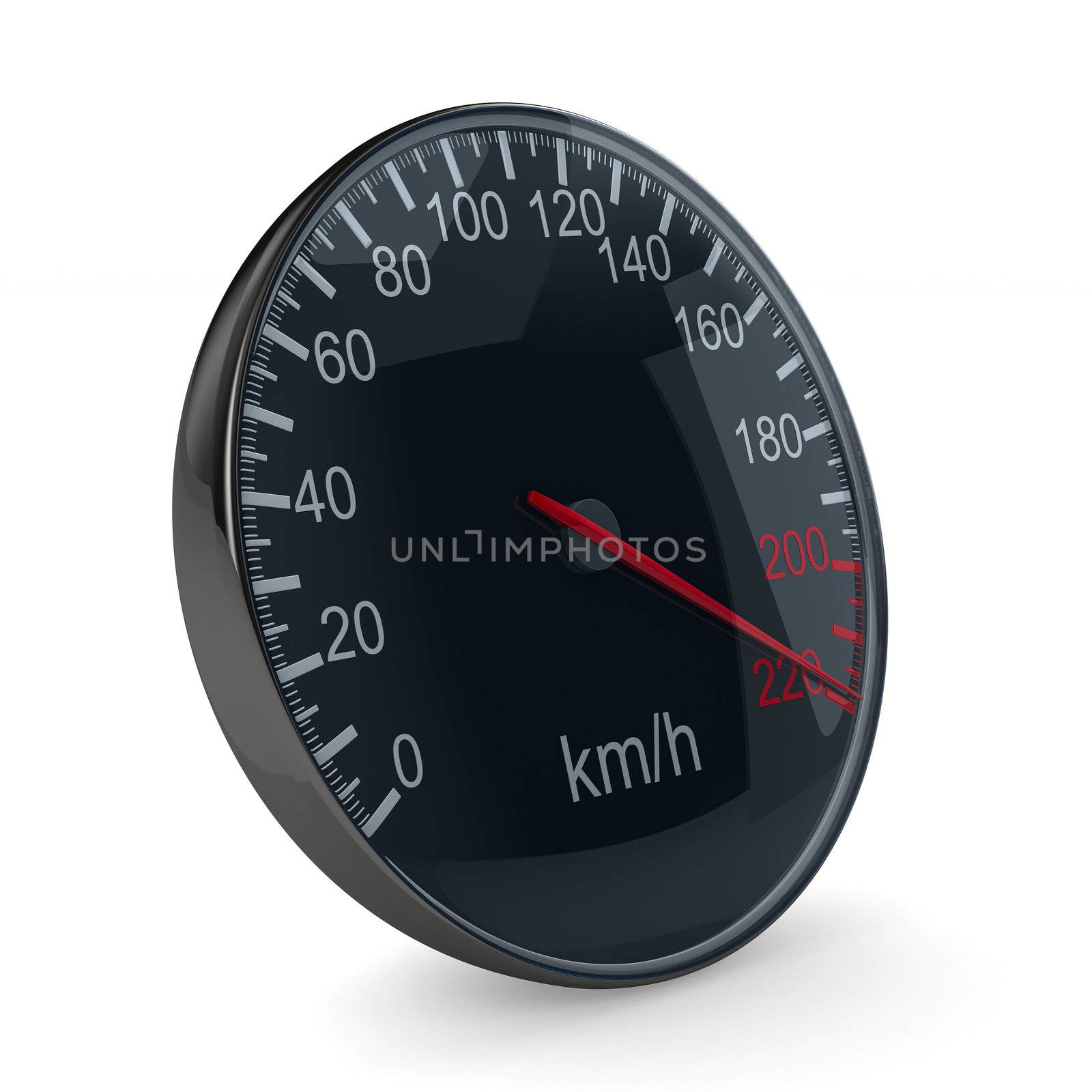 speedometer on white background. 3D image